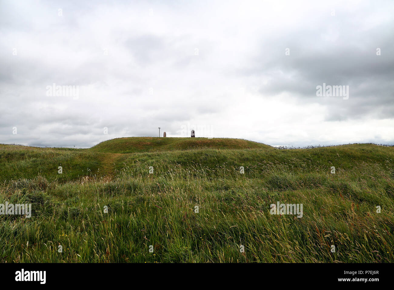 The Hill of Tara, located near the River Boyne, is an archaeological complex that runs between Navan and Dunshaughlin in County Meath, Ireland. It con Stock Photo