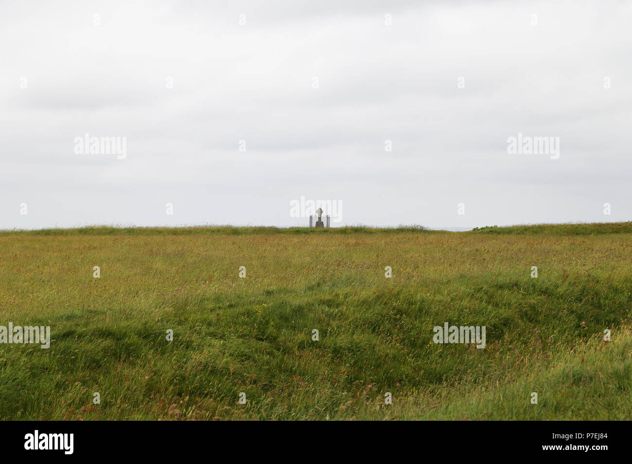 The Hill of Tara, located near the River Boyne, is an archaeological complex that runs between Navan and Dunshaughlin in County Meath, Ireland. It con Stock Photo