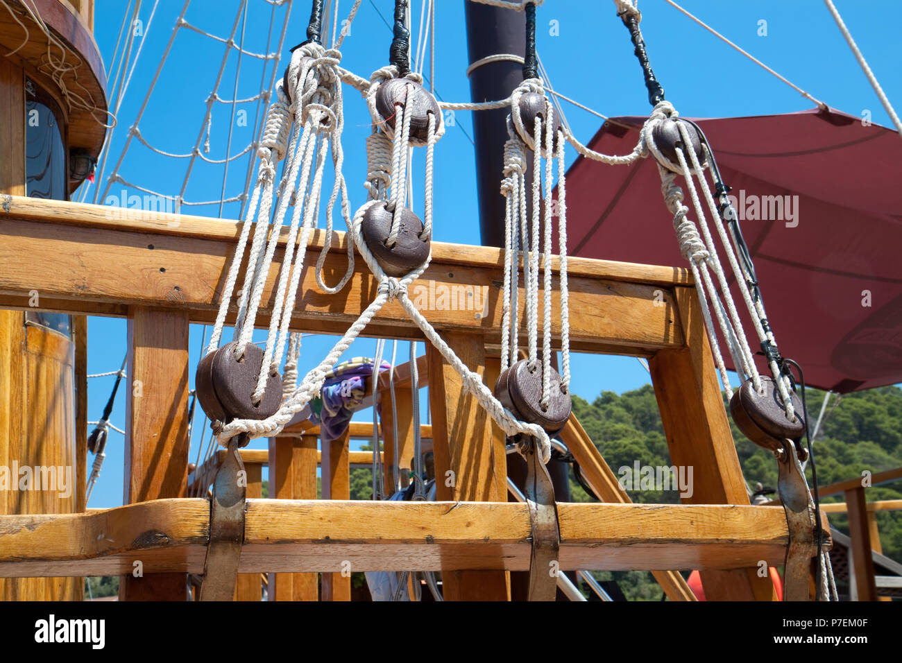 Strings, detail of the old sailing boat , Croatia Stock Photo - Alamy