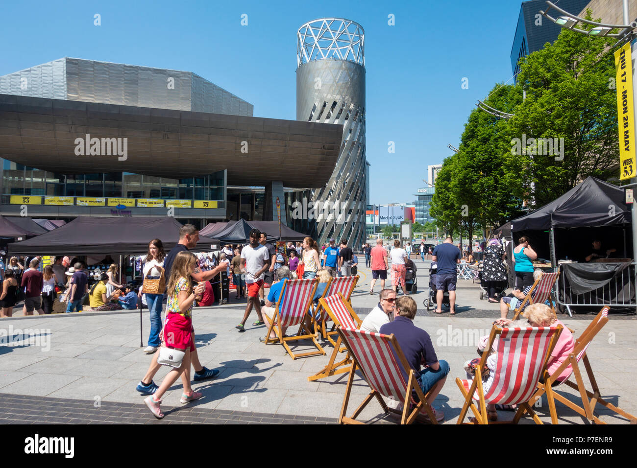 Visitors attending The Makers Market at MediaCityUK Stock Photo