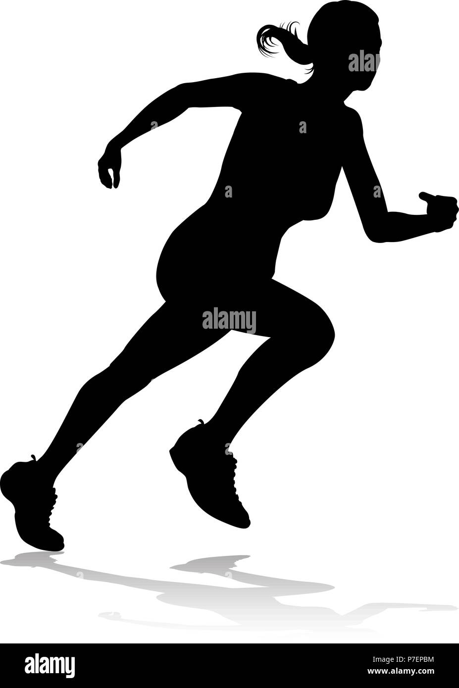 Runner Racing Track and Field Silhouette Stock Vector