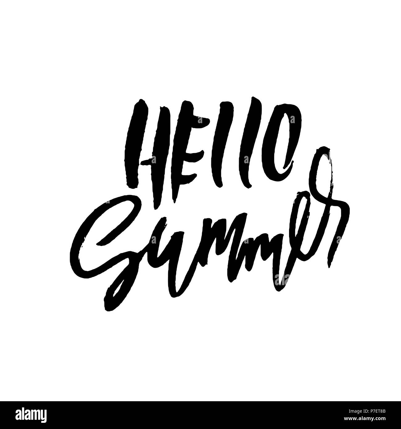 Hello summer hand drawn lettering for your design. Vector illustration ...