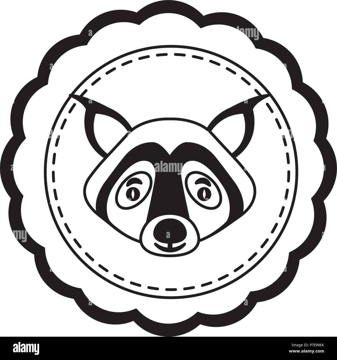 wolf animal wildlife in label vector illustration black and white Stock ...
