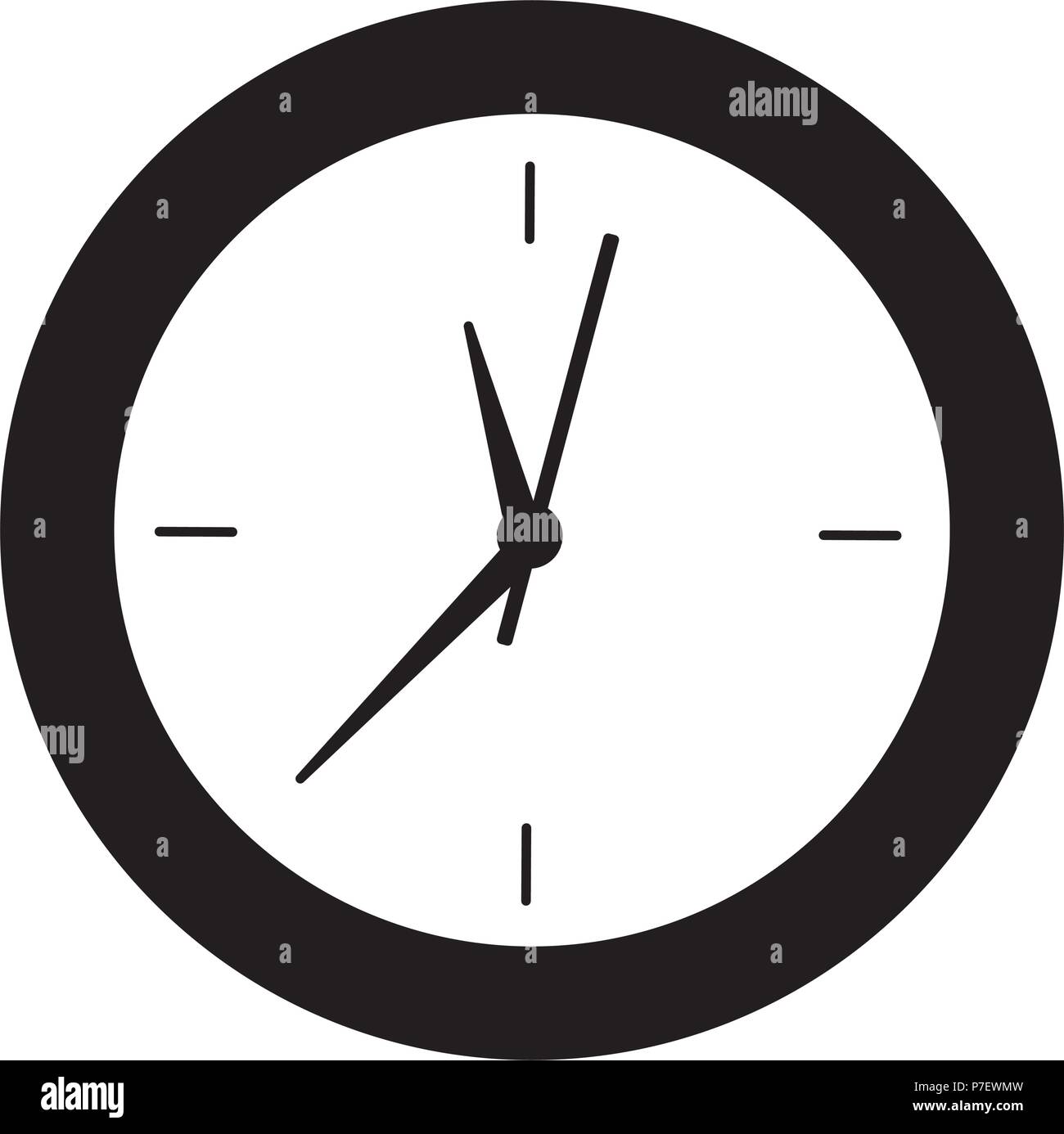 round clock time object design vector illustration black and white ...