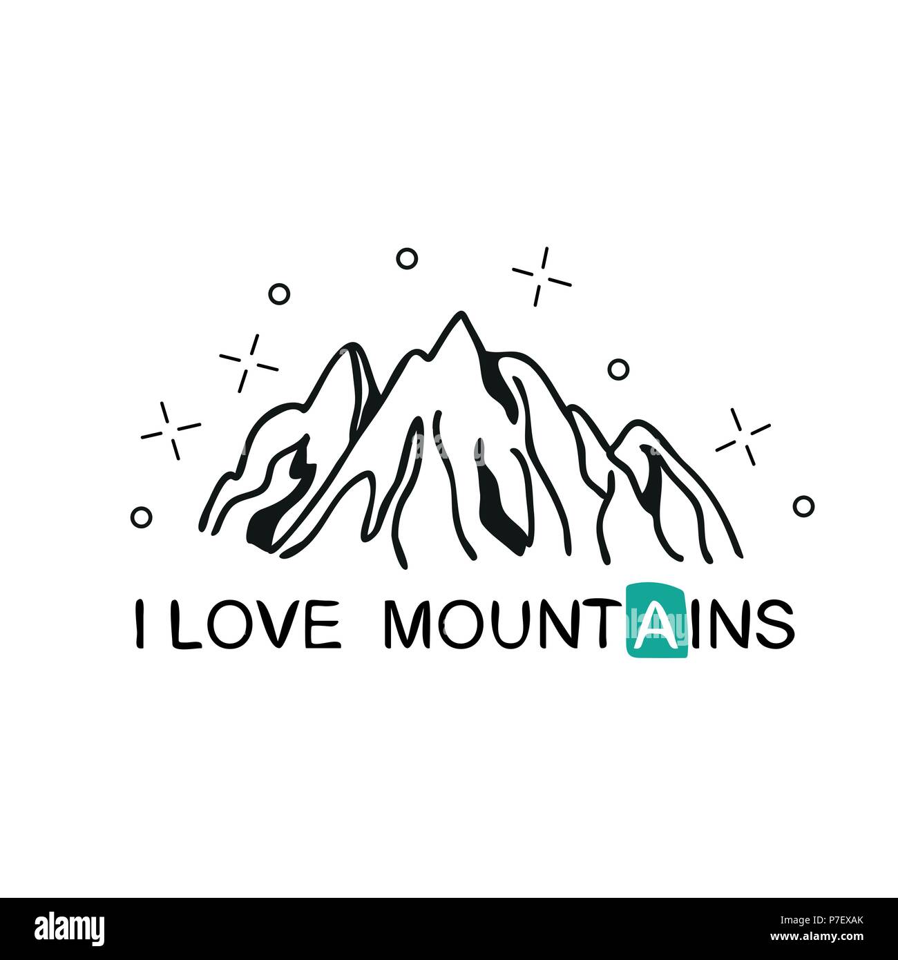 I love Mountains. Handwritten lettering for cards, posters and t-shirts ...
