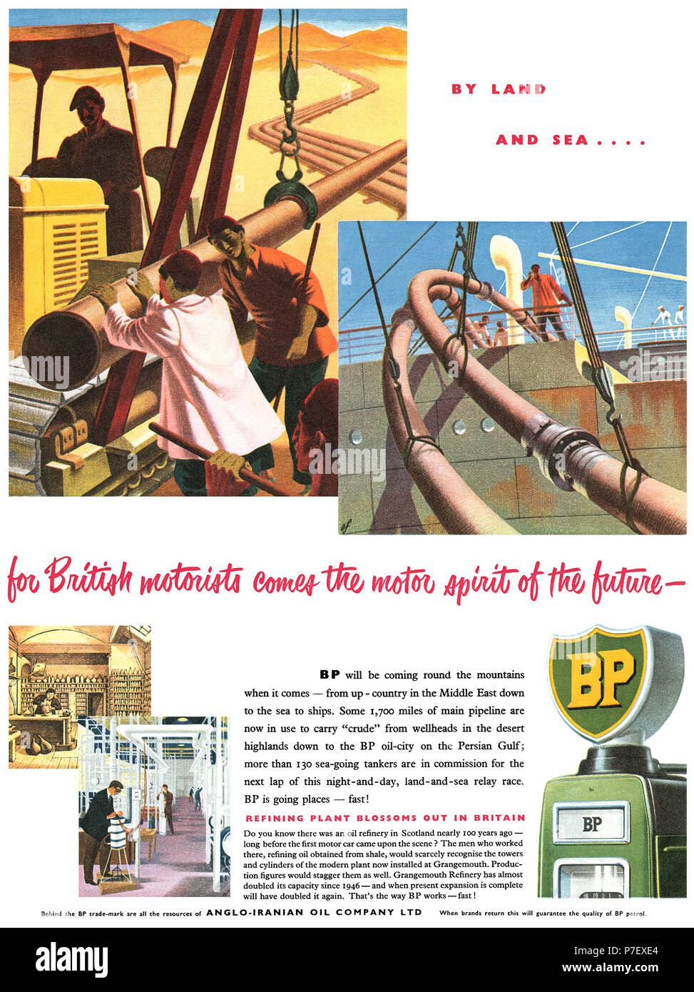 1950 British advertisement for BP. Stock Photo
