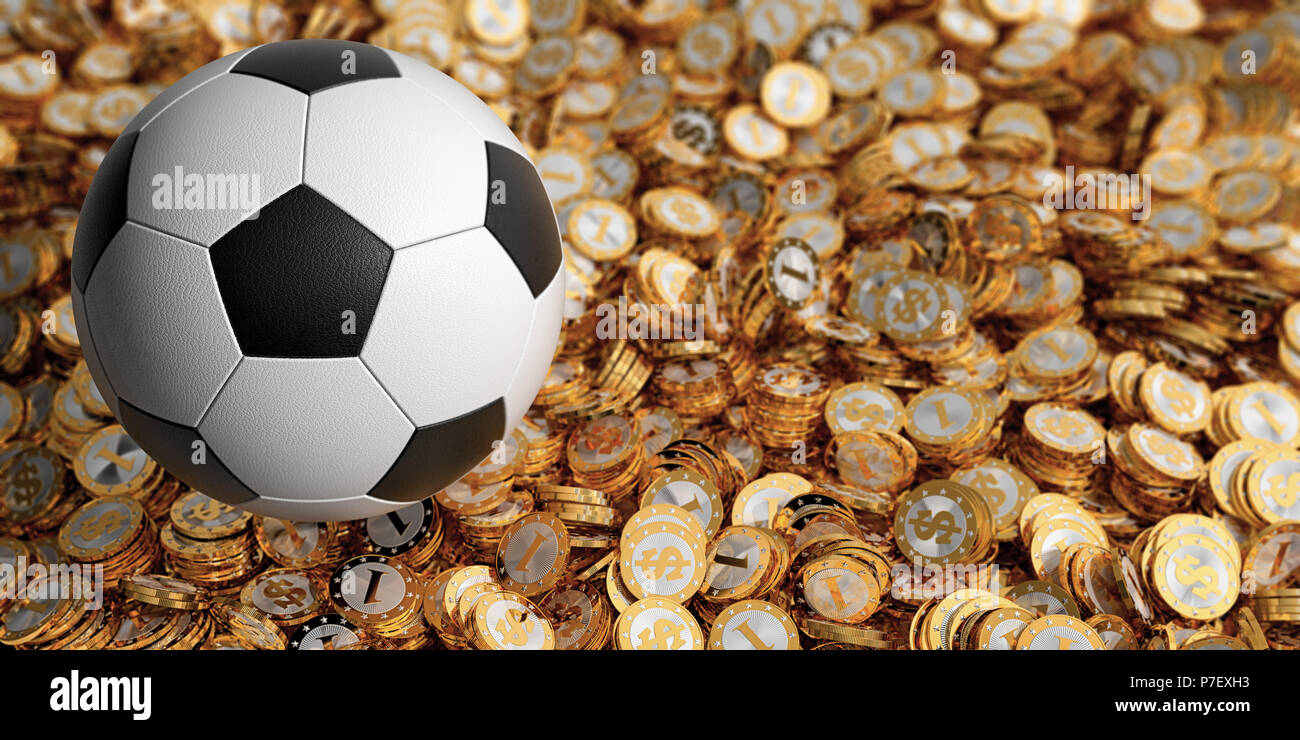 Soccer ball and golden dollar coins 3D Rendering Stock Photo Alamy
