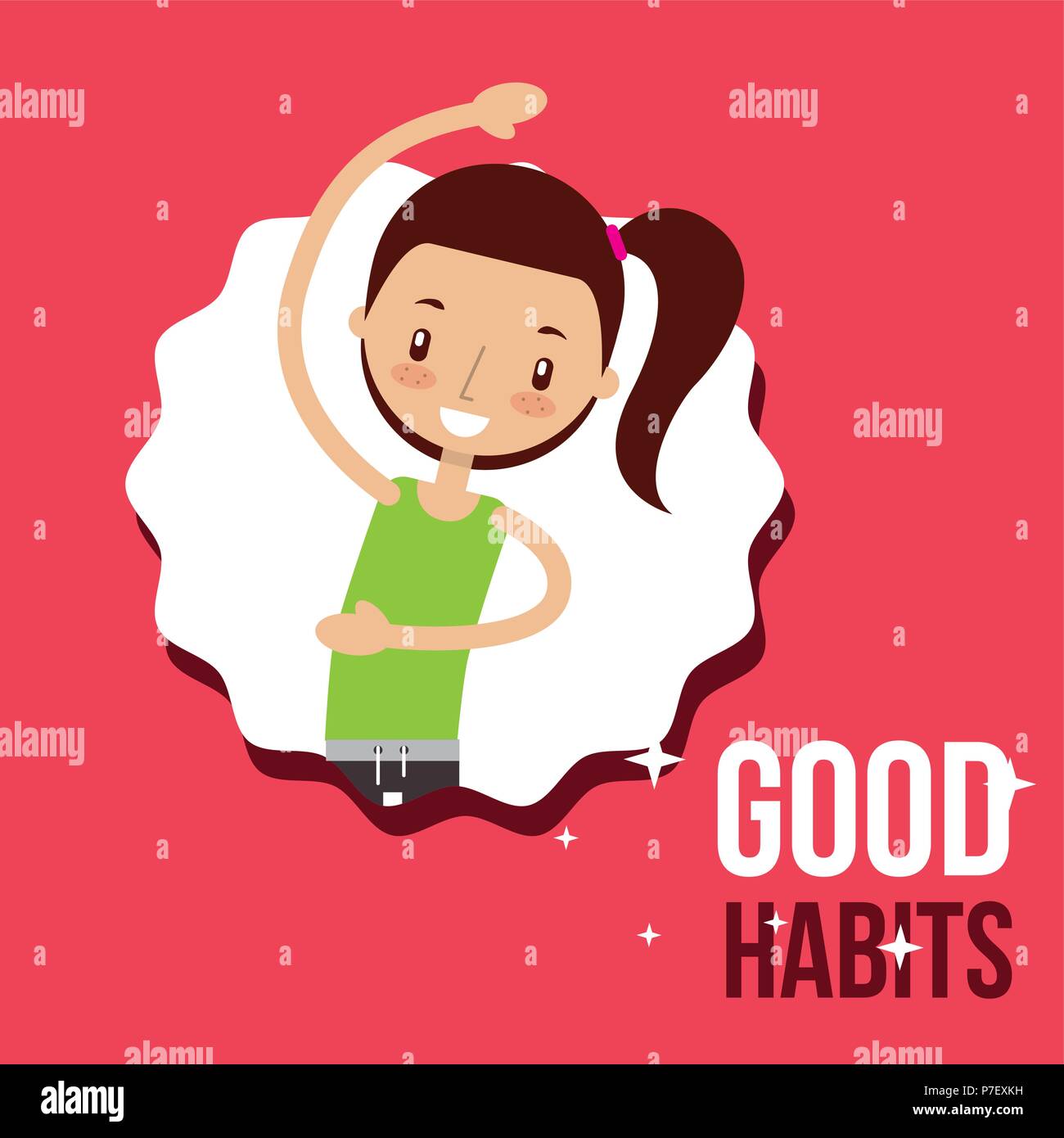 cute girl activity lifestyle good habits vector illustration Stock ...