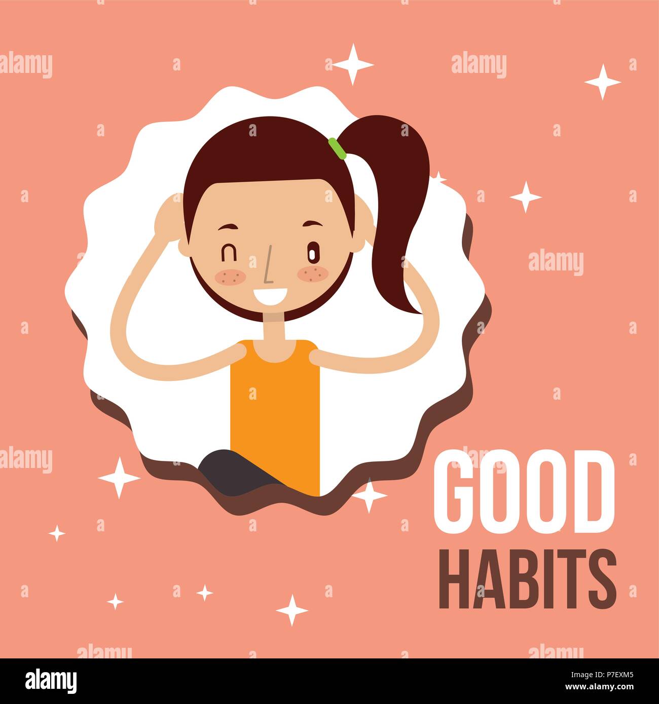 cute girl activity lifestyle good habits vector illustration Stock ...