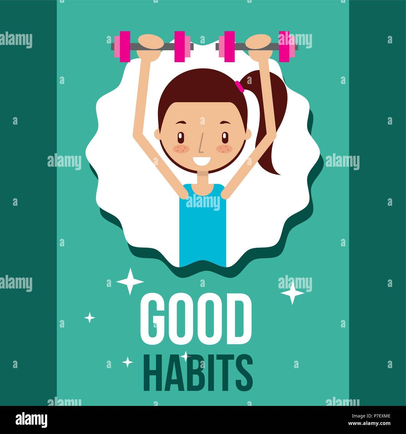 cute girl activity lifestyle good habits vector illustration Stock ...