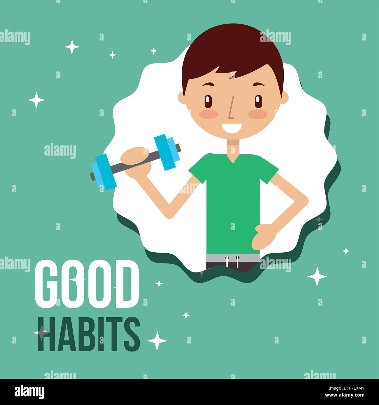 cute boy training activity good habits vector illustration Stock Vector ...