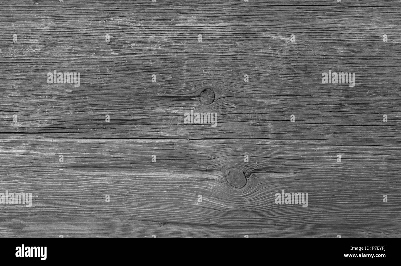 Close-up of an old and faded wood board wall texture background in black and white Stock Photo