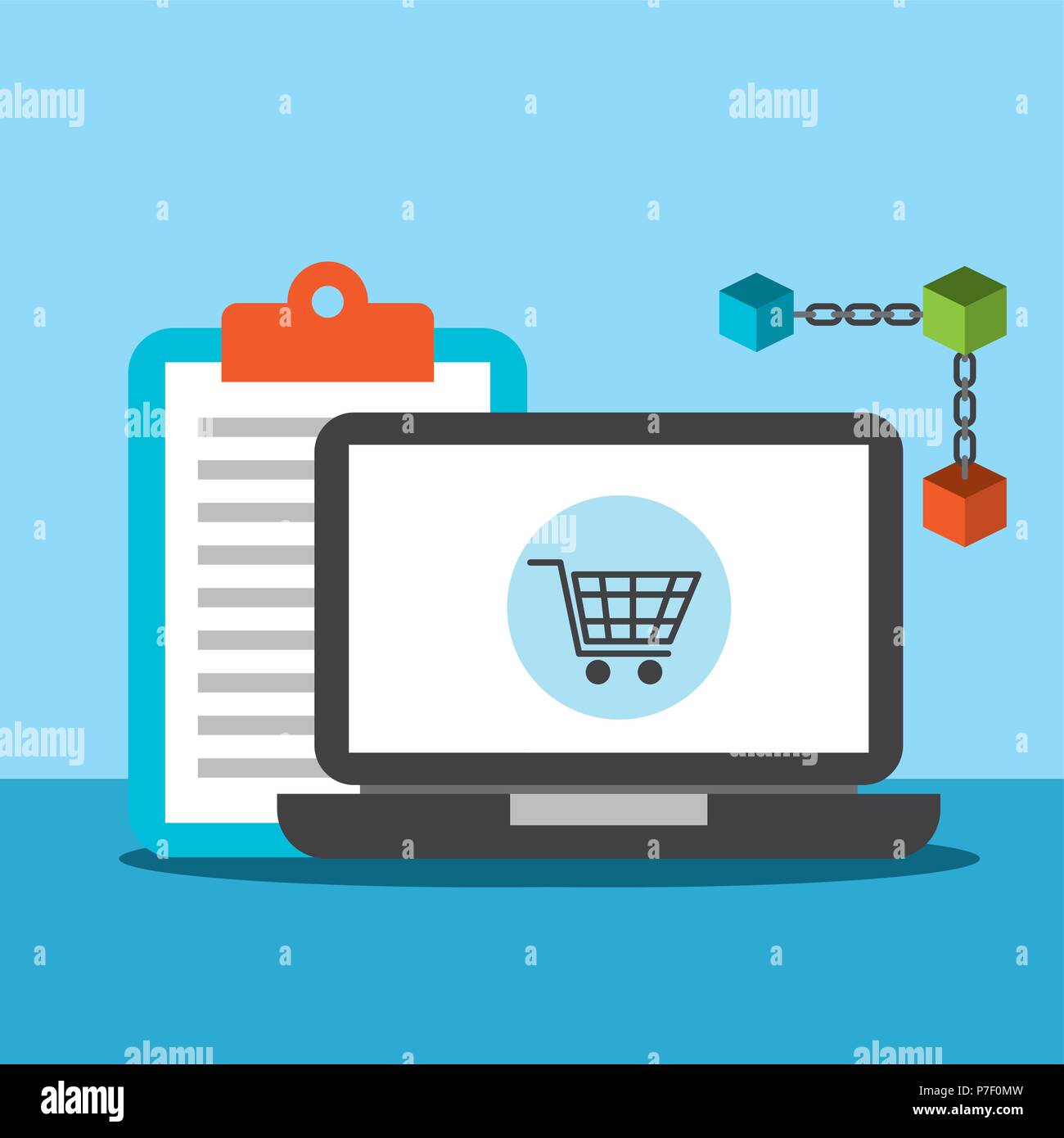 online shopping laptop blockchain technology Stock Vector Image & Art