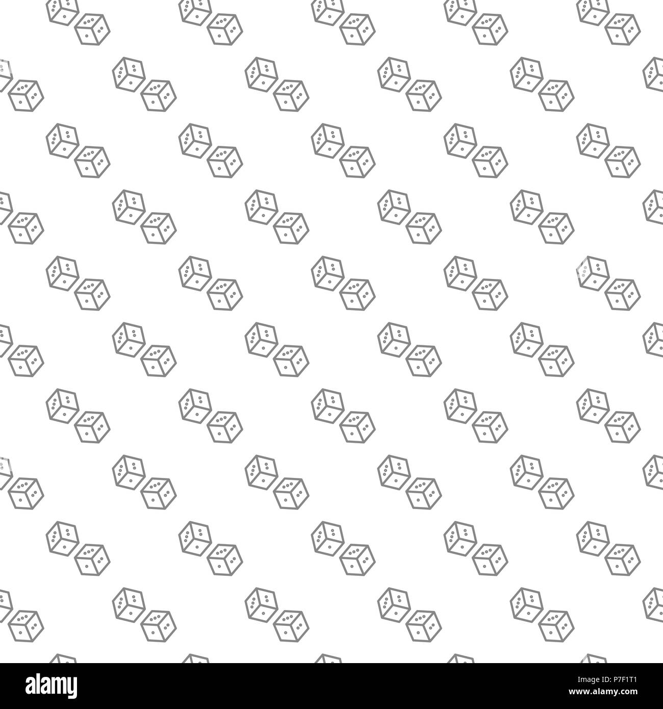 Simple dice seamless pattern with various icons and symbols on white background flat vector illustration Stock Vector
