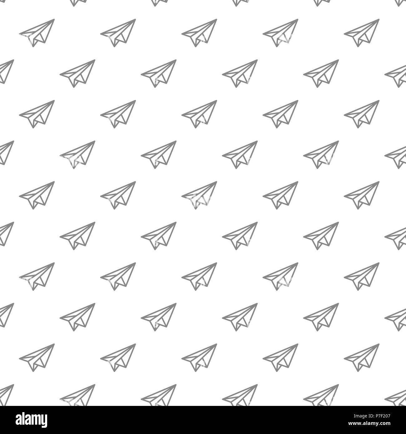 Simple paper airplane seamless pattern with various icons and symbols ...