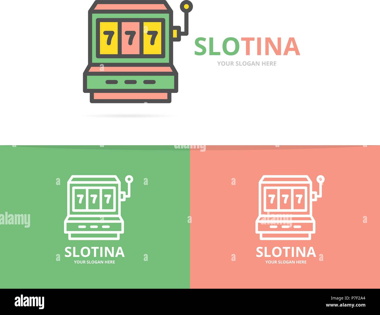 Simple jackpot slot machine logo design template. Symbol and sign