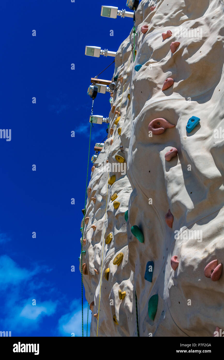 Rock Climbing Wall on a Cruise Ship Stock Photo Alamy