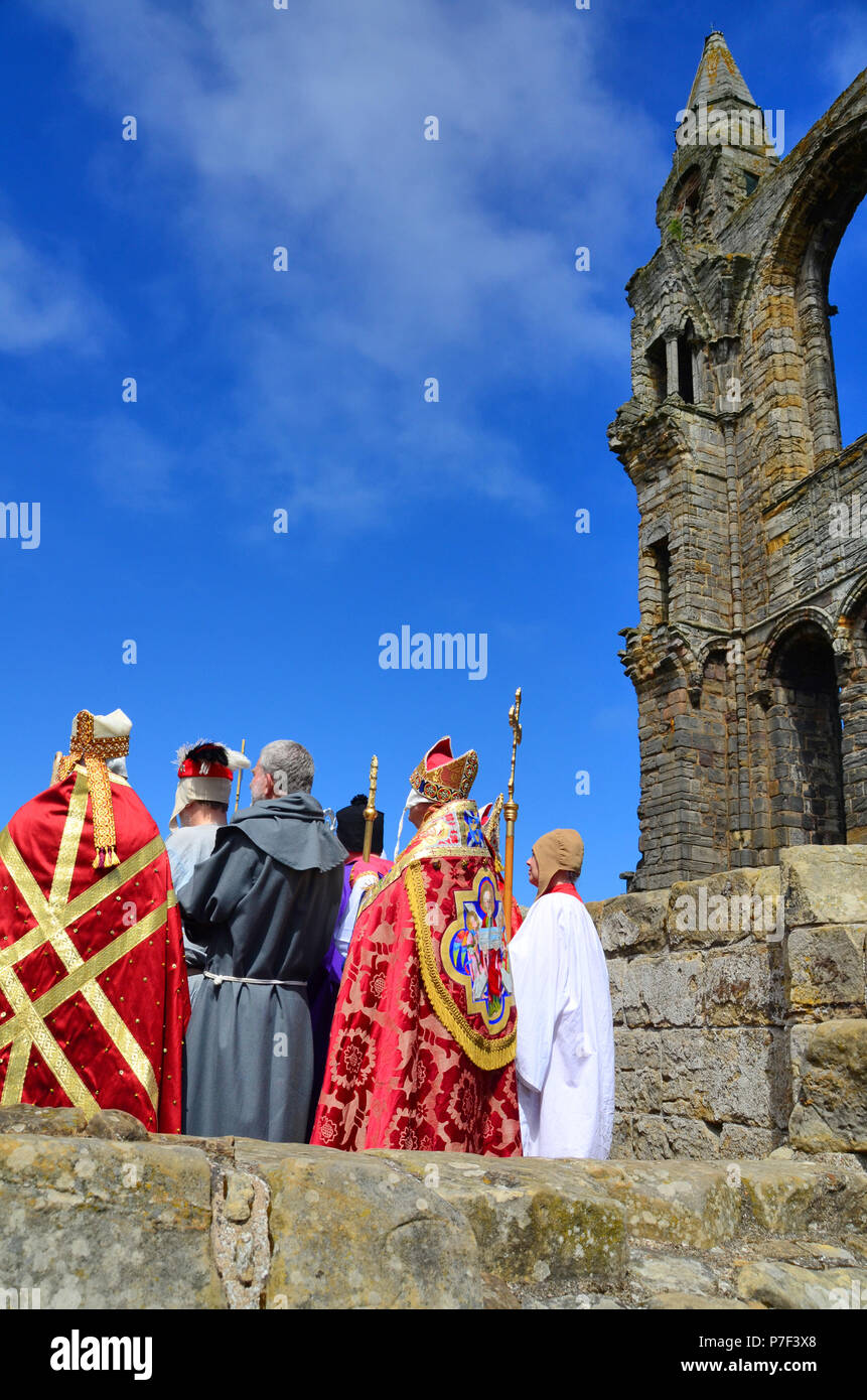 Historical pageant in July 2018 celebrating  the 700th anniversary of the consecration of St Andrews Cathedral -  St  Andrews, Fife, Scotland Stock Photo