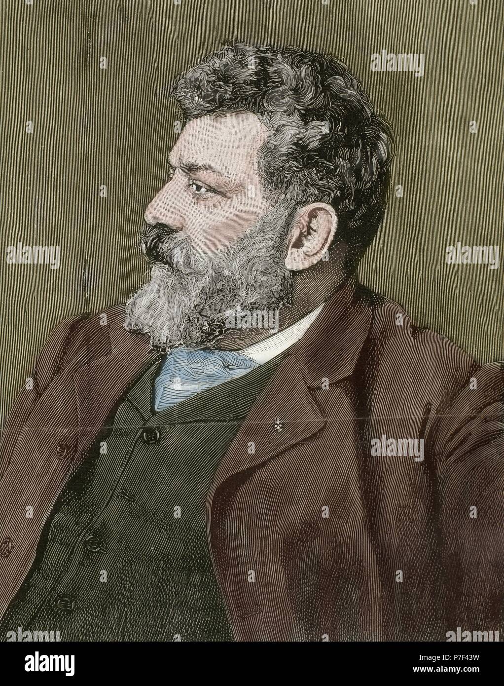 Francisco Domingo Marques (1842-1920). Spanish painter. Eclictic style. Portrait. Engraving. 19th century. Colored. Stock Photo