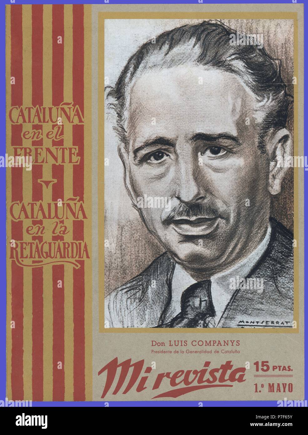 Portada de Mi revista. Dibujo de Lluís Companys i Jover (1882-1940), presidente de la Generalitat de Catalunya. Stock Photo