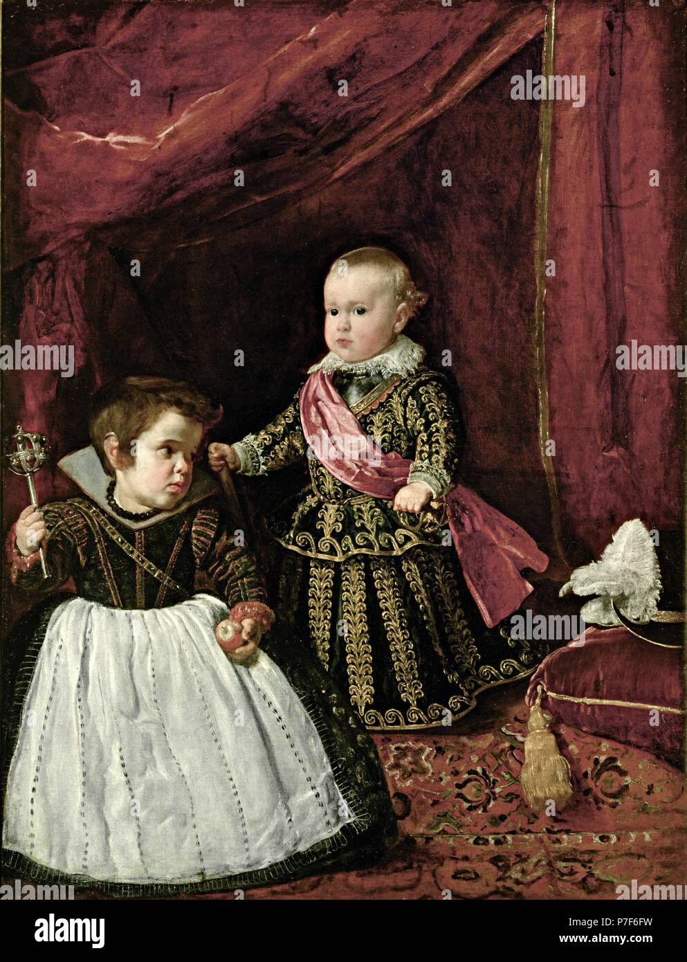 Diego Velazquez / 'Prince Baltasar Carlos and a dwarf', 1631, Oil on canvas, 128,a x 102 cm. Museum: MUSEUM OF FINE ARTS. Stock Photo