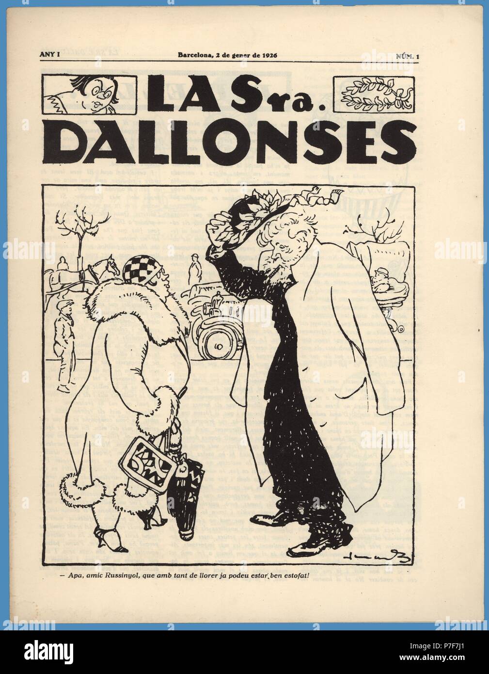 Portada de la revista humorística La Senyora Dallonses, número uno, editada en Barcelona, enero de 1926. Stock Photo