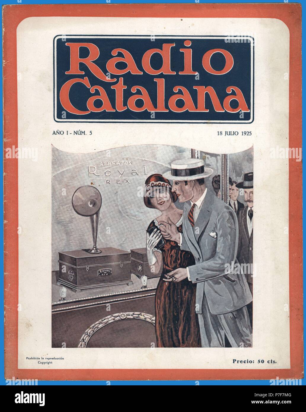 Portada de la revista semanal Radio Catalana, órgano oficial de la emisora radiofónica. Barcelona, julio de 1925. Stock Photo