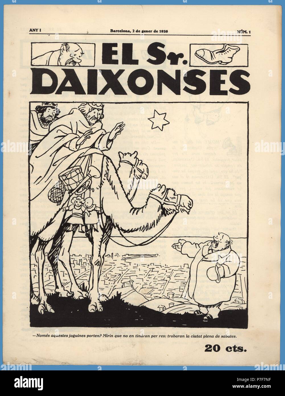 Portada de la revista humorística El Senyor Daixonses, número uno, editada en Barcelona, enero de 1926. Stock Photo