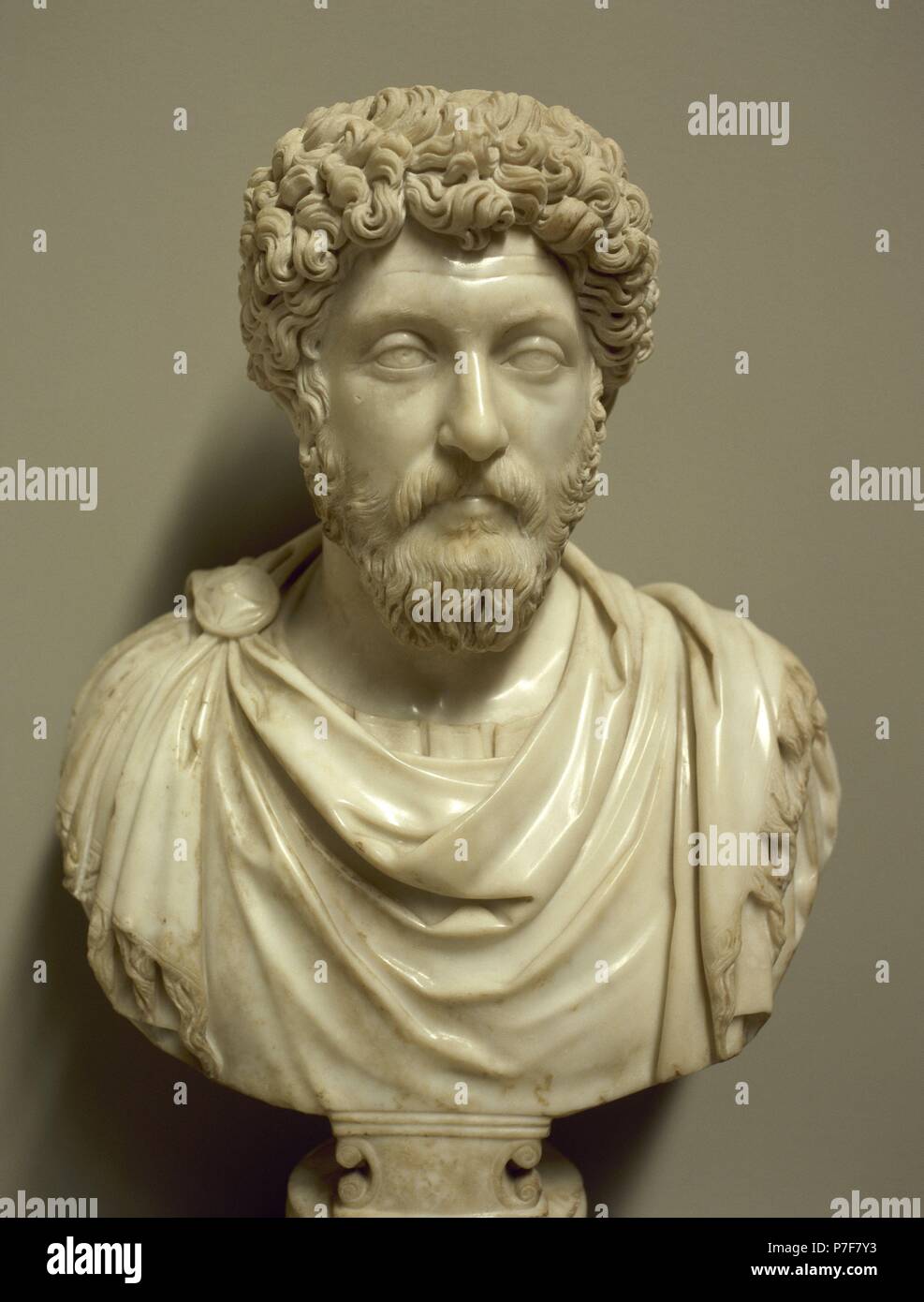 Marcus Aurelius. Roman emperor from 161-180. Antonine dynasty. Bust, 1st century AD. Ephesus Museum. Turkey. Stock Photo