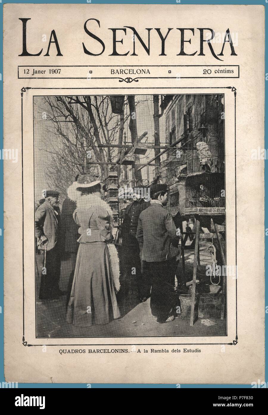 Portada de la revista semanal de información gráfica La Senyera, número dos, editada en Barcelona, enero de 1907. Stock Photo