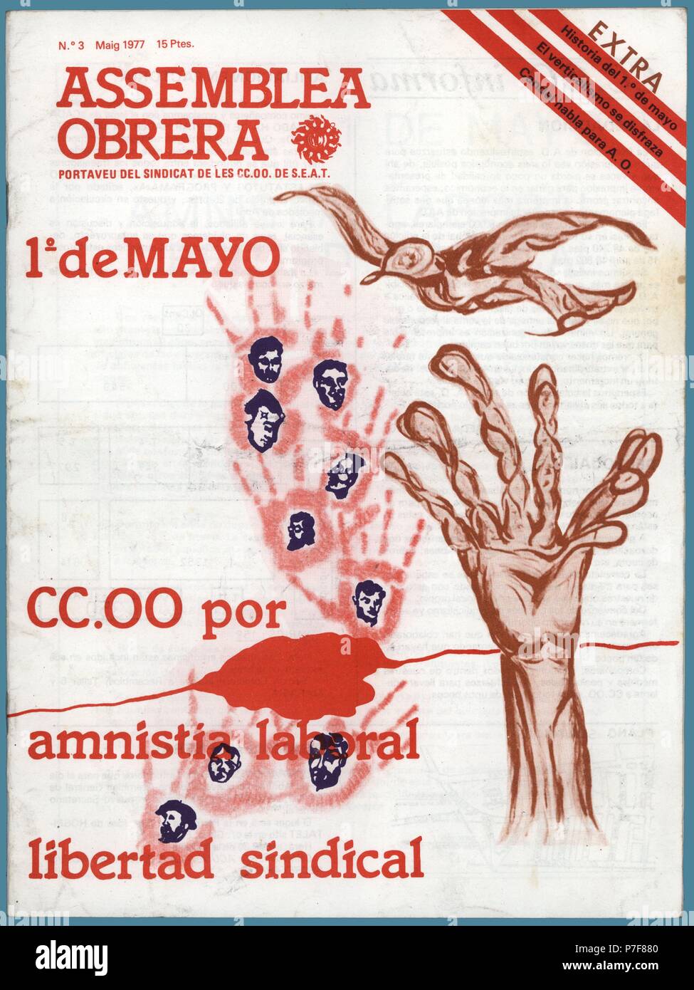 Portada de la revista Assemblea Obrera, portavoz del sindicato de CCOO de SEAT. Barcelona, mayo de 1977. Stock Photo