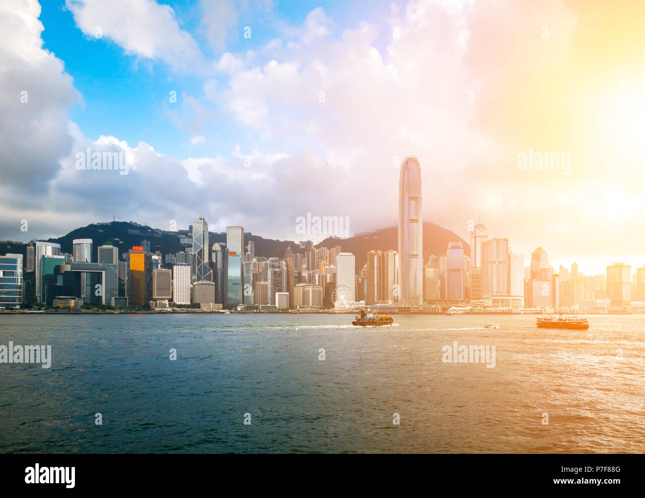 hong kong harbour view with sunlight Stock Photo - Alamy