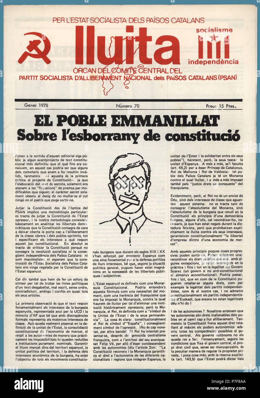 Portada de la revista Lluita, órgano del Partit Socialista d'Alliberament Nacional PSAN. Barcelona, enero de 1978. Stock Photo