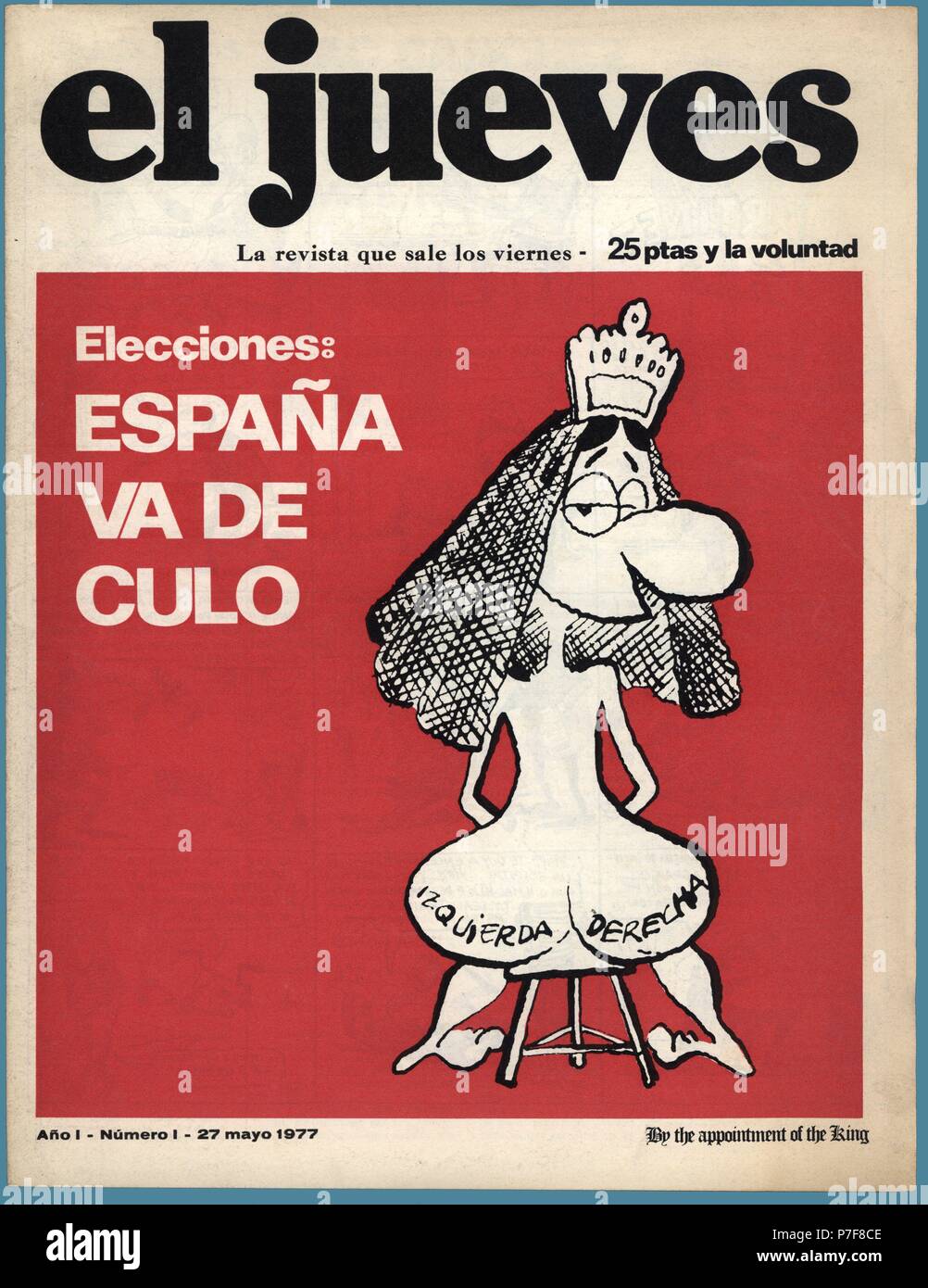 Portada de la revista humorística El Jueves, número uno, editada en Barcelona, mayo de 1977. Stock Photo