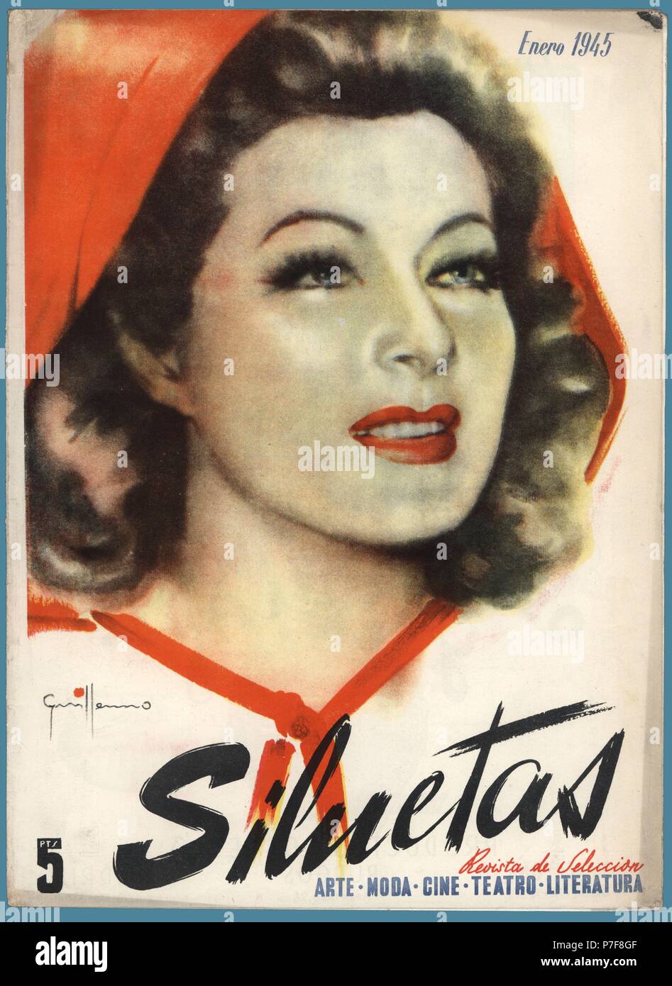 Portada de la revista de arte y moda Siluetas, editada en Barcelona, enero de 1945. Stock Photo