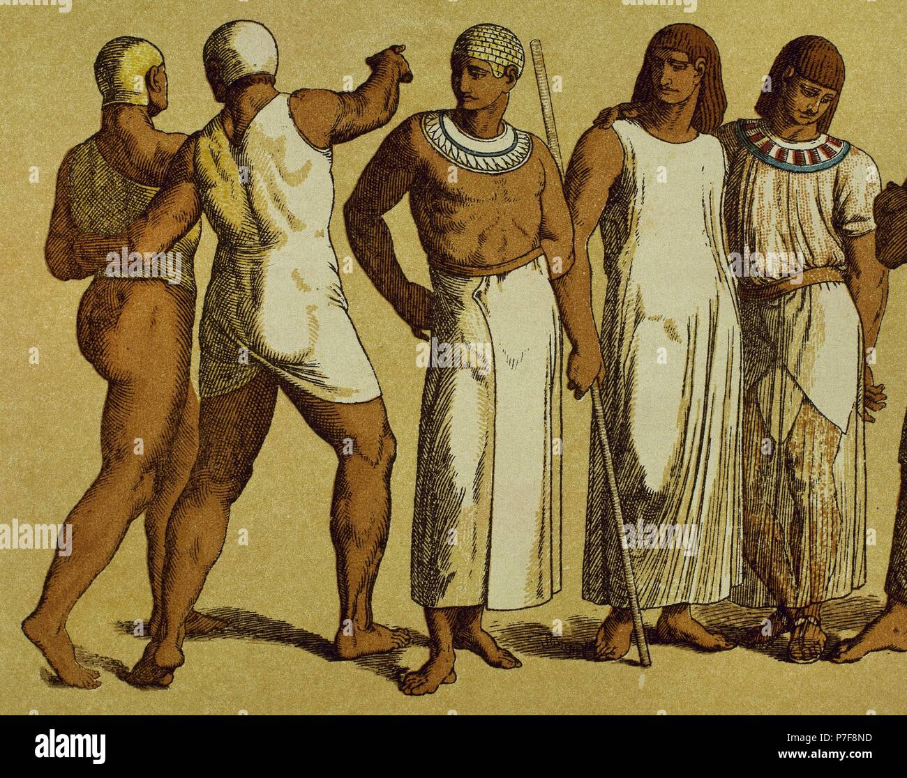 Egypt. Public servants. Engraving. Color Stock Photo - Alamy