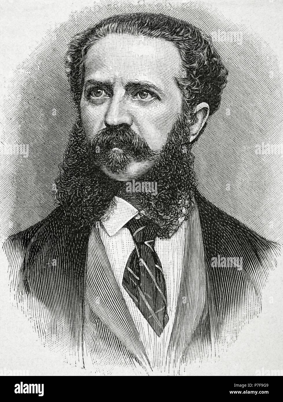 Emilio, marquis Visconti-Venosta (1829-1914). Italian statesman. Portrait in 'Historia Universal', 1885. Engraving. Stock Photo