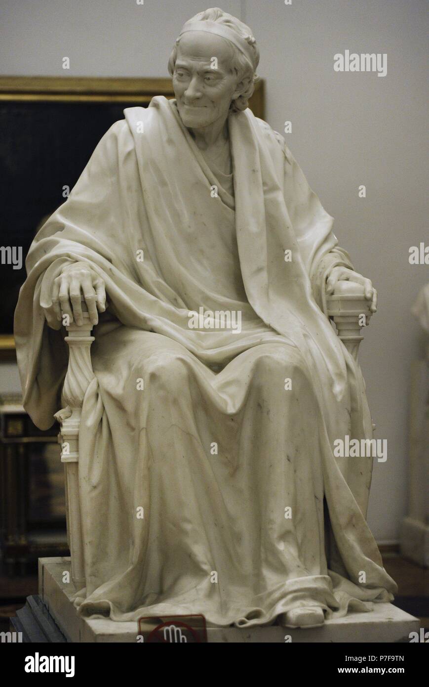 Voltaire, Francois-Marie Arouet, called (1694-1778). French writer. Sculpture by Jean-Antoine Houdon (1741-1828), 1781. The State Hermitage Museum. Saint Petersburg. Russia. Stock Photo