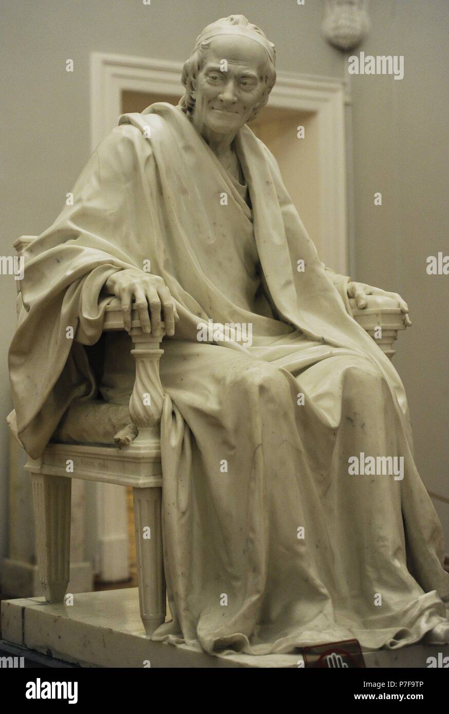 Voltaire, Francois-Marie Arouet, called (1694-1778). French writer. Sculpture by Jean-Antoine Houdon (1741-1828), 1781. The State Hermitage Museum. Saint Petersburg. Russia. Stock Photo