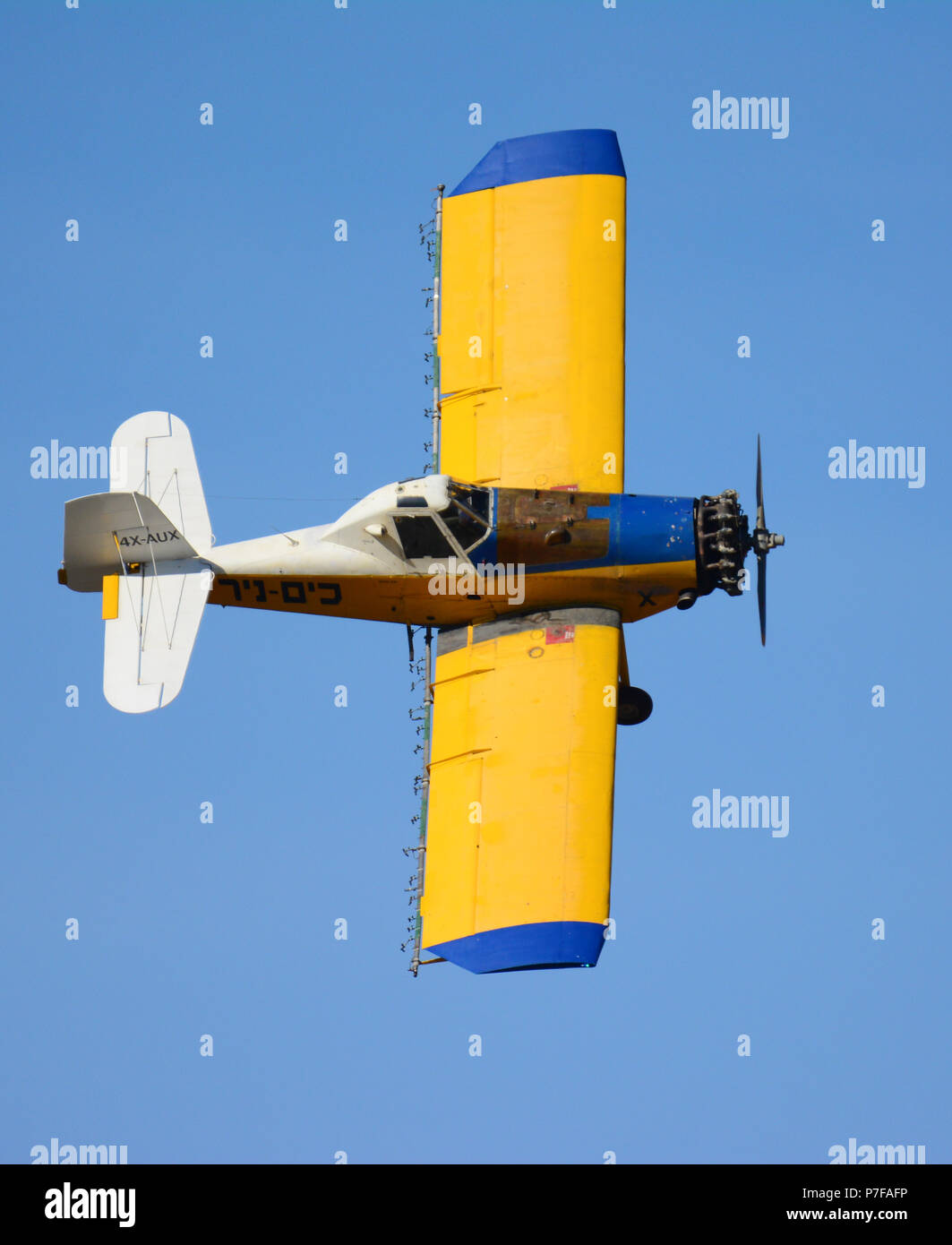 yellow crop duster, sprayer, Stock Photo