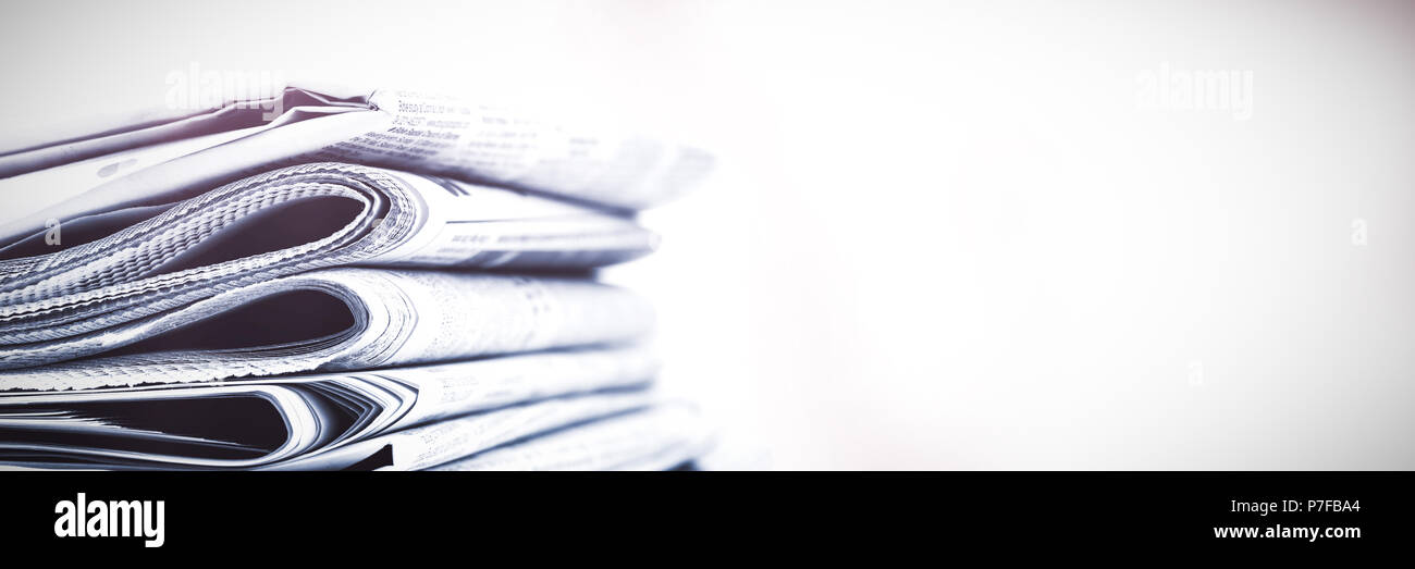 Stacks of newspapers Stock Photo