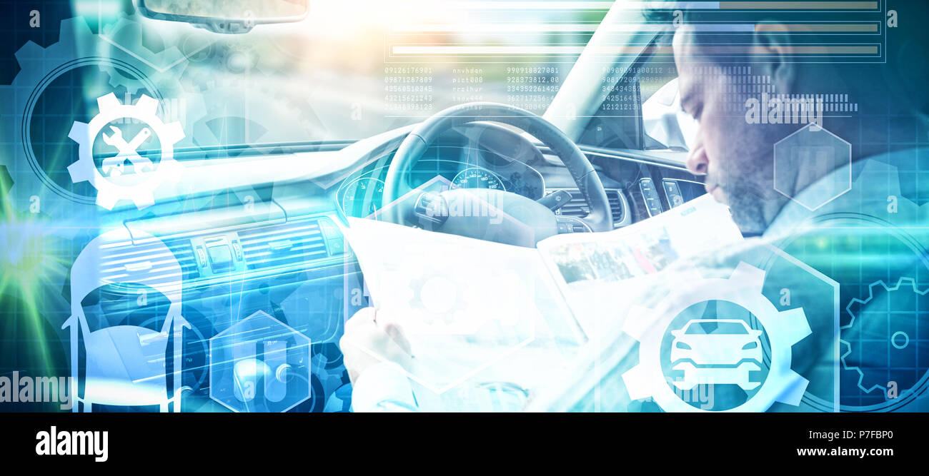 Composite image of composite image of tools and car Stock Photo - Alamy