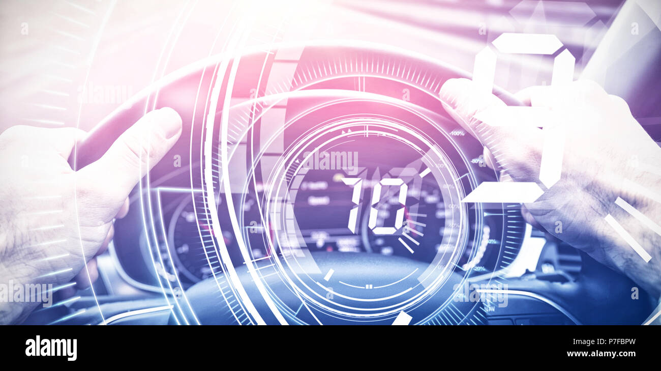 Composite image of interface dial countdown with timer in blue ...