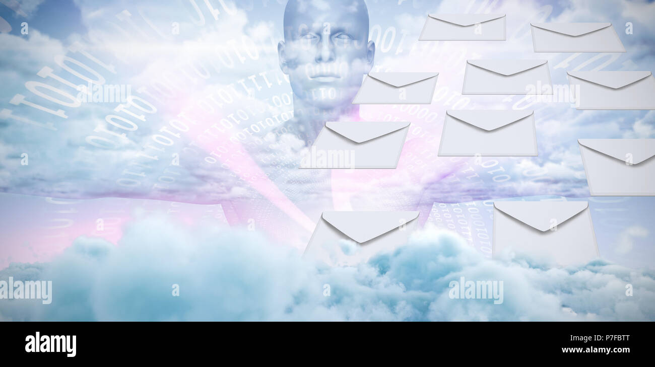 Composite image of graphic of envelopes on white background Stock Photo