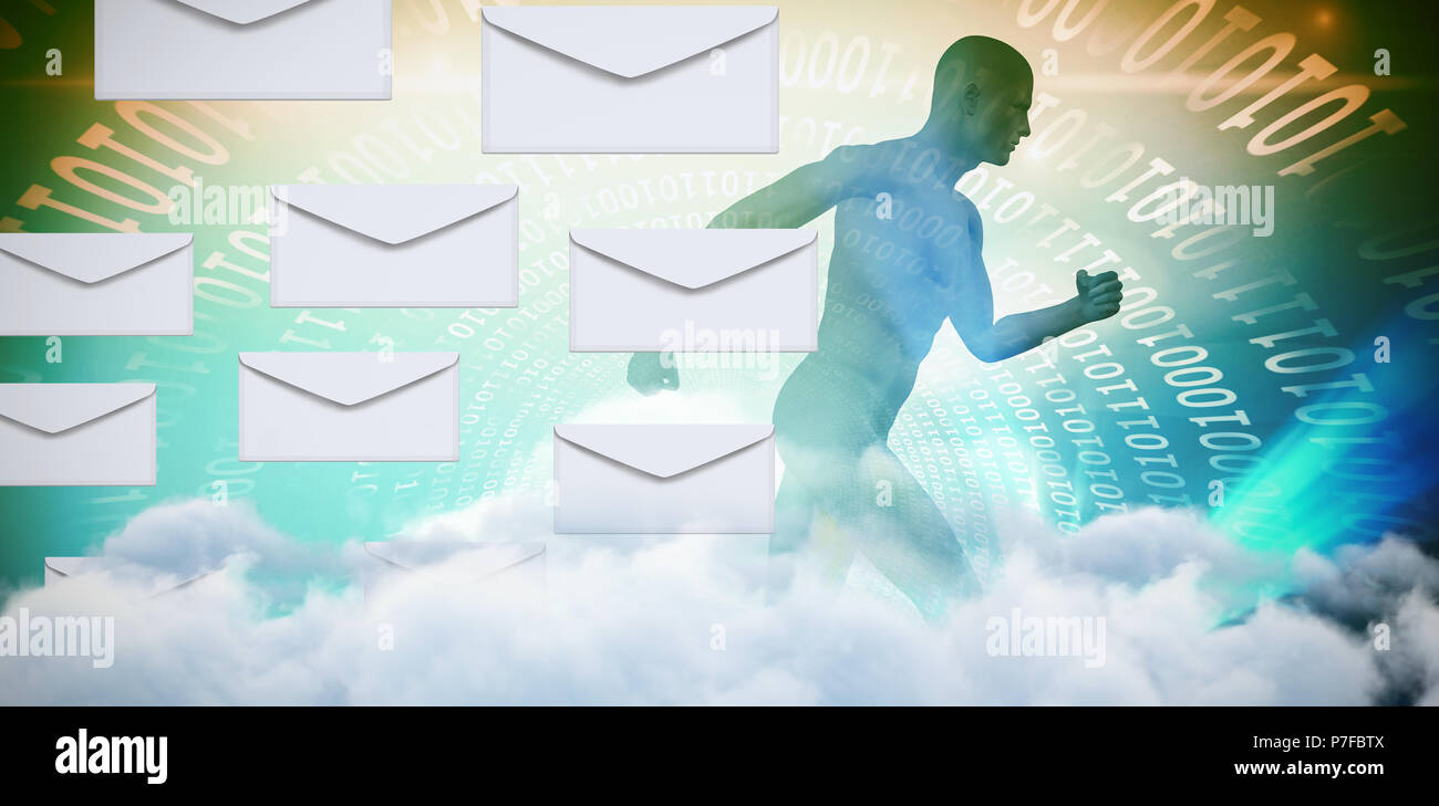 Composite image of graphic of envelopes on white background Stock Photo