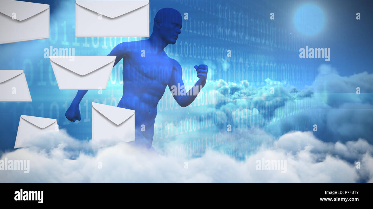 Composite image of graphic of envelopes on white background Stock Photo