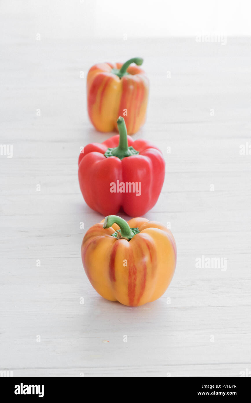 Mixed color bell peppers Stock Photo