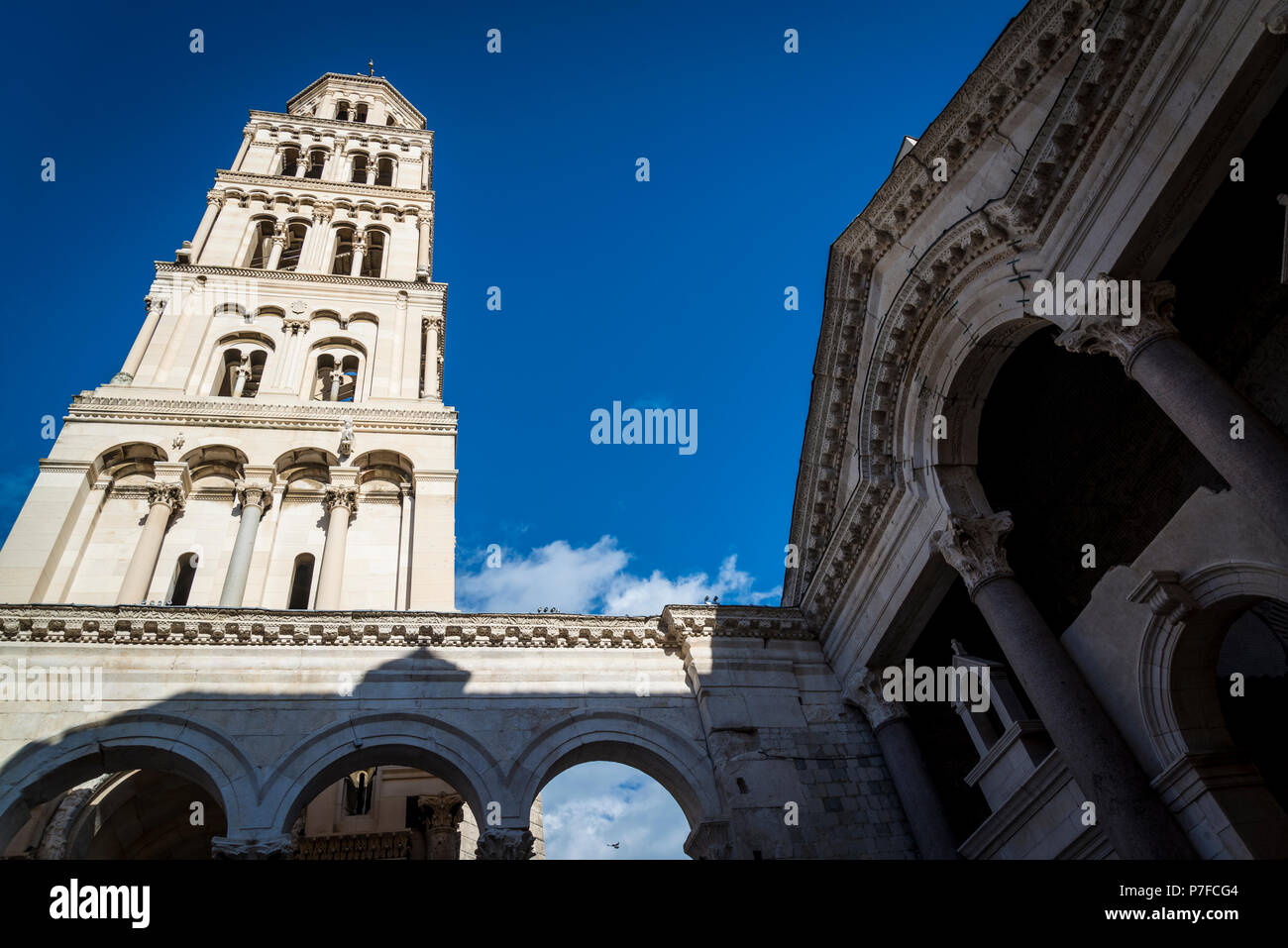 Bell tower of Cathedral of Saint Domnius, Split, Croatia Stock Photo