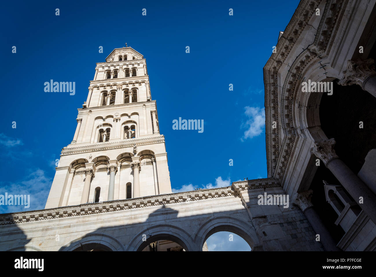 Bell tower of Cathedral of Saint Domnius, Split, Croatia Stock Photo