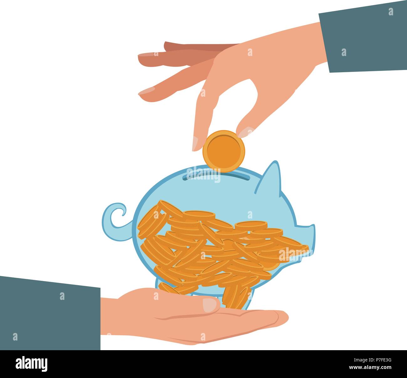 Young Woman And Piggy Bank And Coin Stock Vector Images - Alamy